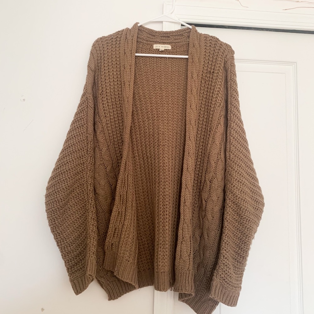 PACSUN BROWN CABLE CARDIGAN
